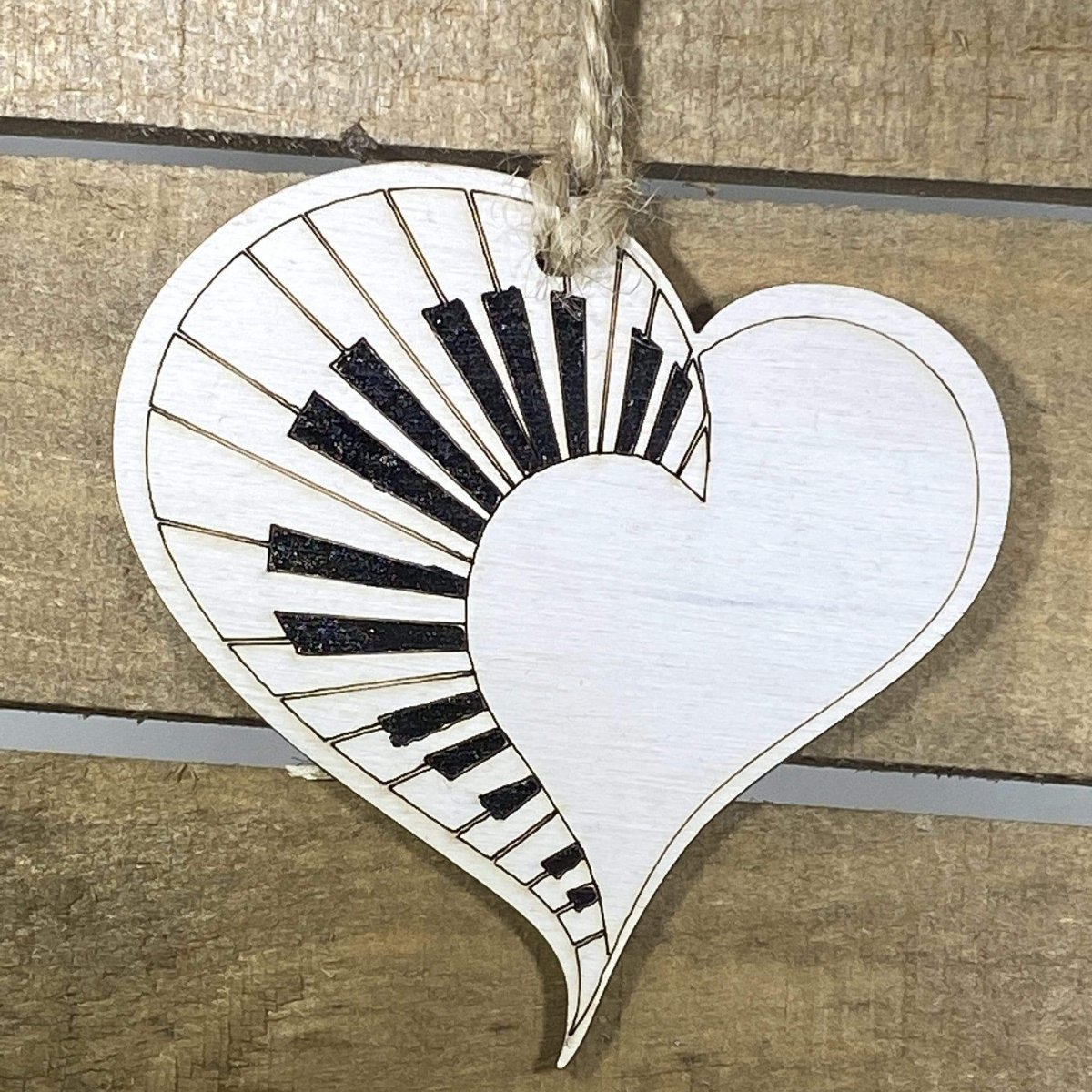 Heart Piano Wooden Christmas Ornament | Music Lover Holiday Decor