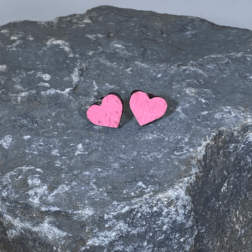 Heart Wooden Stud Earrings | Cute Everyday Jewelry by Cate's Concepts, LLC, handmade jewelry detail photo 3