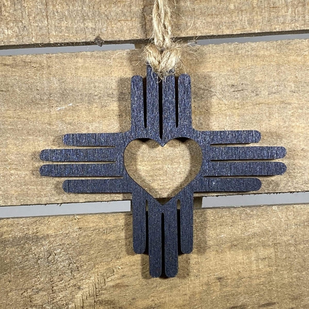 Heart Zia Wooden Christmas Ornament | Southwest Holiday Decor by Cate's Concepts, LLC, Southern home decor main product photo