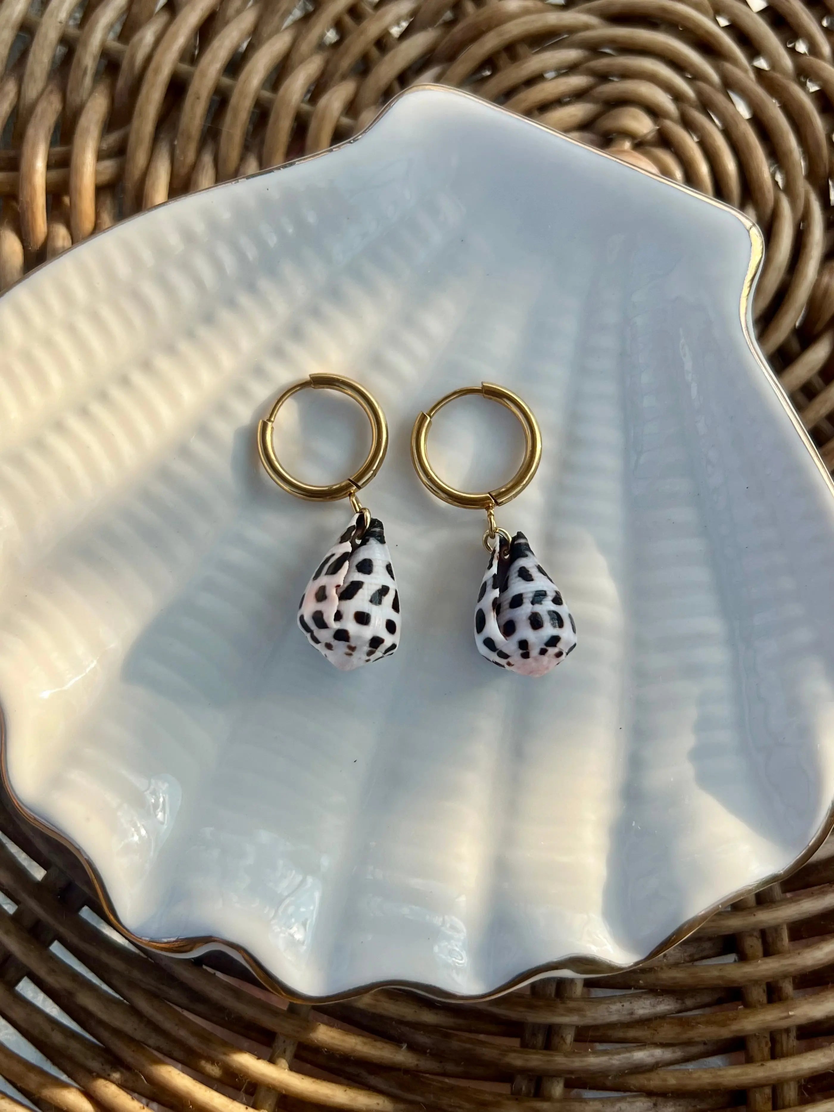 Hebrew Cone Shell Earrings - Gold by HALT, handmade jewelry main product photo