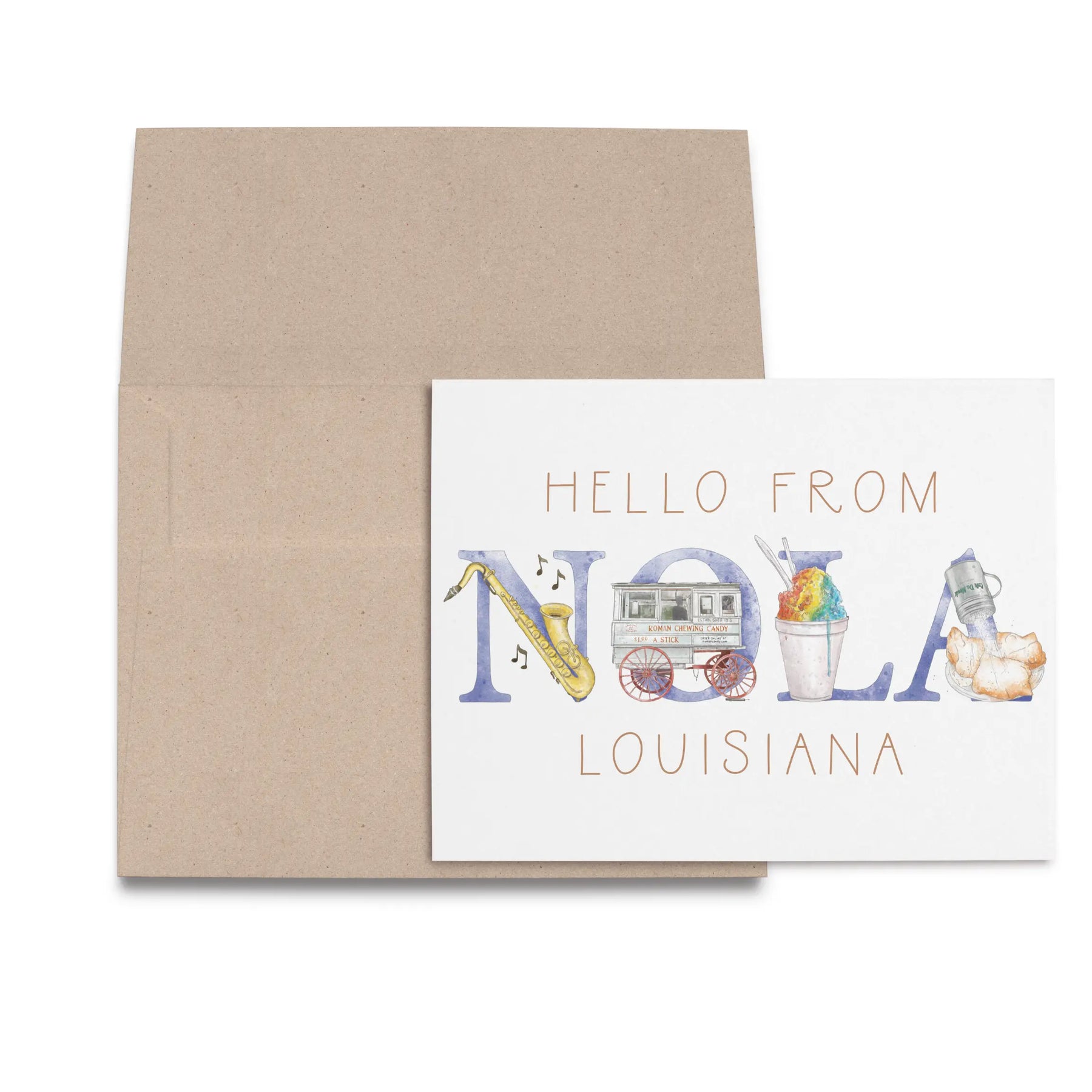 Hello from NOLA Folded Greeting Card by Nola Tawk, paper gift main product photo