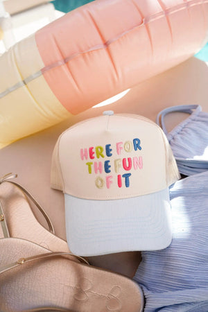 Here for the Fun of it - Baby Blue Corduroy Trucker Hat by KenzKustomz, Southern lifestyle apparel detail photo 3