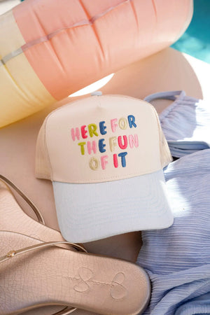 Here for the Fun of it - Baby Blue Corduroy Trucker Hat by KenzKustomz, Southern lifestyle apparel detail photo 5