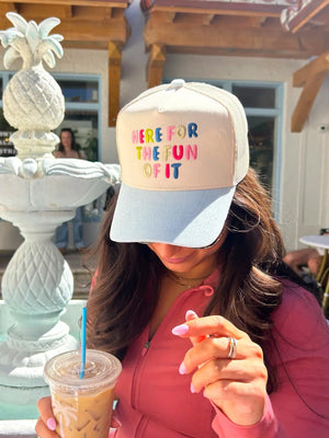 Here for the Fun of it - Baby Blue Corduroy Trucker Hat by KenzKustomz, Southern lifestyle apparel detail photo 6
