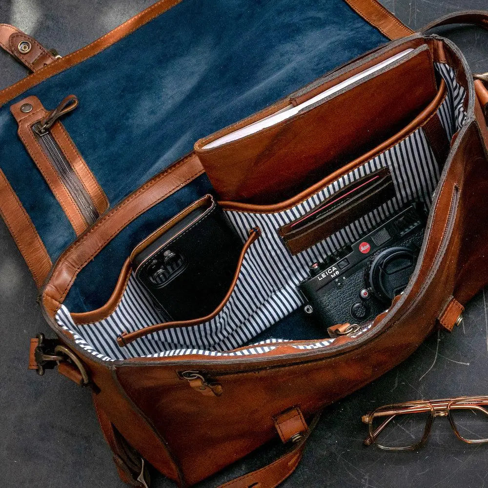 Heritage Leather Briefcase by Mission Mercantile Leather Goods, handmade leather goods detail photo 5