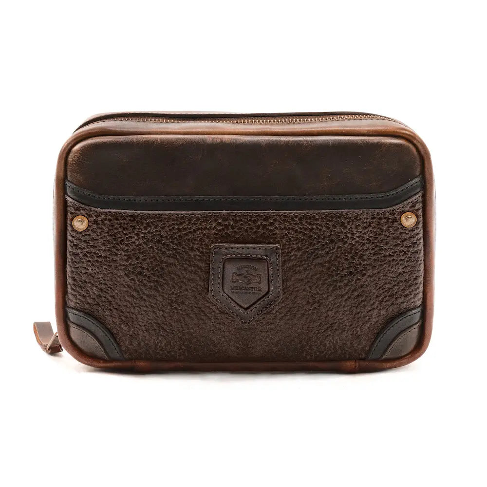 Heritage Leather "Doc" Electronics Organizer / Toiletry Kit by Mission Mercantile Leather Goods, natural skincare detail photo 2