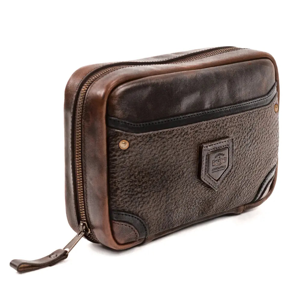 Heritage Leather "Doc" Electronics Organizer / Toiletry Kit by Mission Mercantile Leather Goods, natural skincare detail photo 3