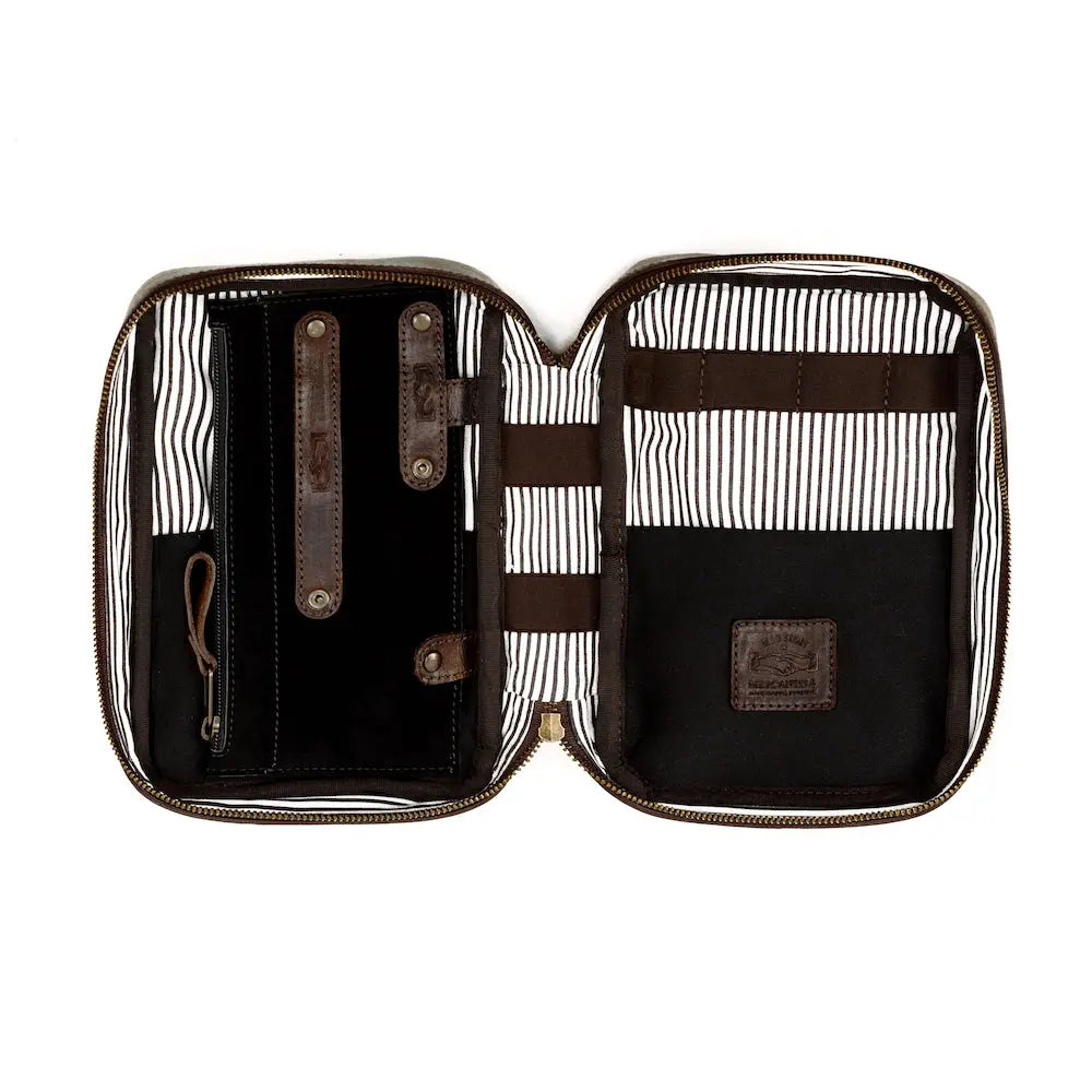 Heritage Leather "Doc" Electronics Organizer / Toiletry Kit by Mission Mercantile Leather Goods, natural skincare detail photo 7