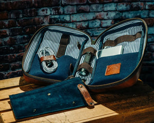 Heritage Leather "Doc" Electronics Organizer / Toiletry Kit by Mission Mercantile Leather Goods, natural skincare detail photo 13