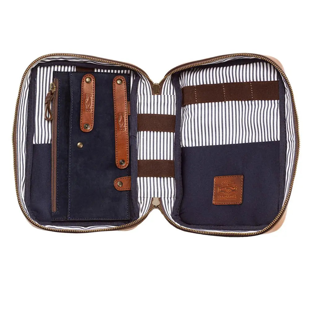 Heritage Leather "Doc" Electronics Organizer / Toiletry Kit by Mission Mercantile Leather Goods, natural skincare detail photo 19