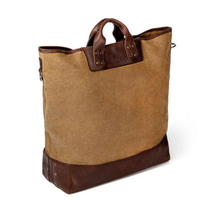 Heritage Waxed Canvas Original Ice Block Tote Bag by Mission Mercantile Leather Goods, handmade leather goods detail photo 5