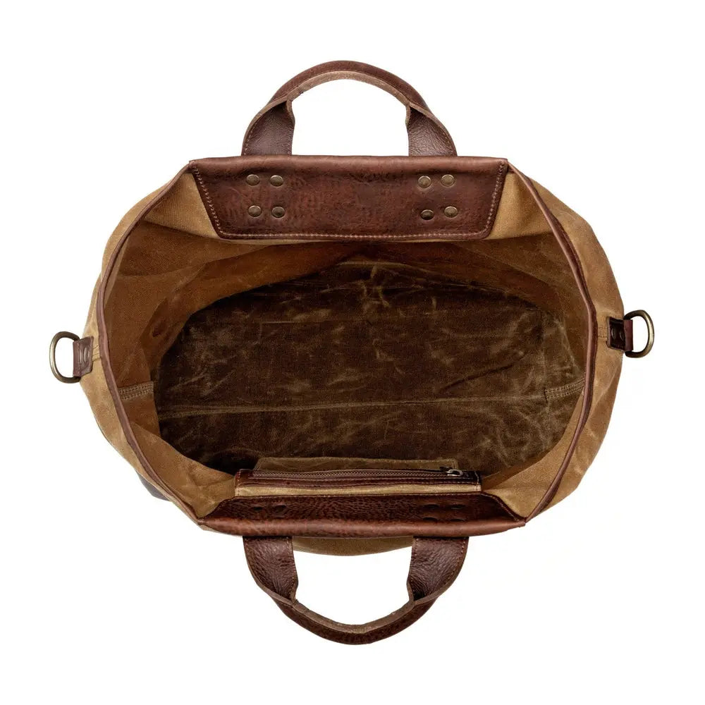 Heritage Waxed Canvas Original Ice Block Tote Bag by Mission Mercantile Leather Goods, handmade leather goods detail photo 8