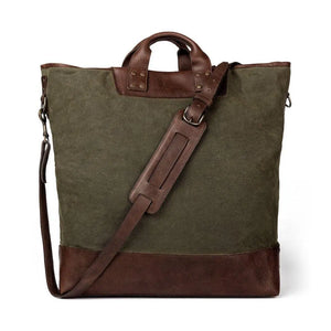 Heritage Waxed Canvas Original Ice Block Tote Bag by Mission Mercantile Leather Goods, handmade leather goods detail photo 10