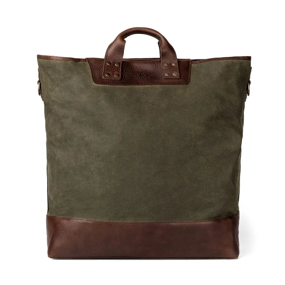 Heritage Waxed Canvas Original Ice Block Tote Bag by Mission Mercantile Leather Goods, handmade leather goods detail photo 11
