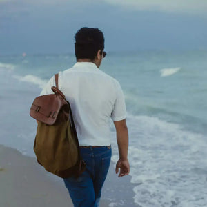 Heritage Waxed Canvas Steamer Backpack No. 2 by Mission Mercantile Leather Goods, Southern food gift detail photo 4