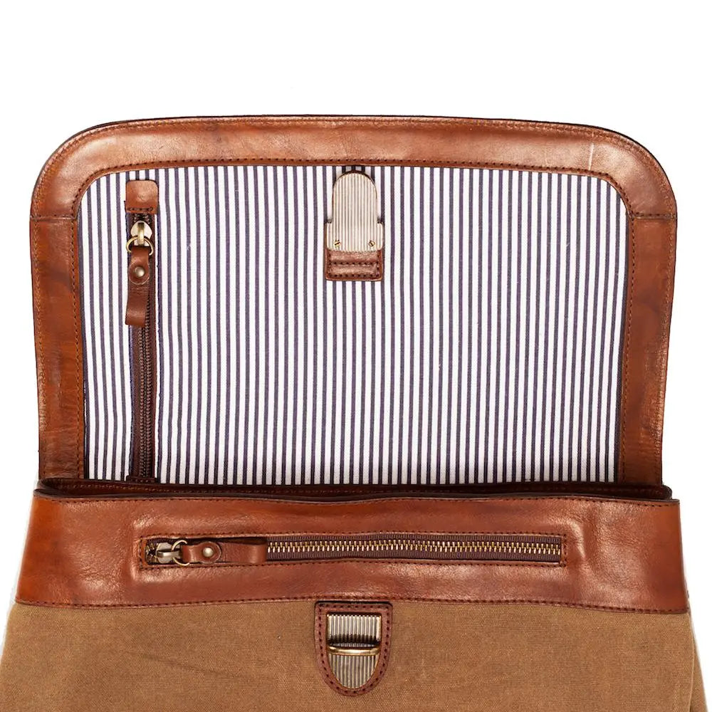 Heritage Waxed Canvas Steamer Backpack No. 2 by Mission Mercantile Leather Goods, Southern food gift detail photo 17