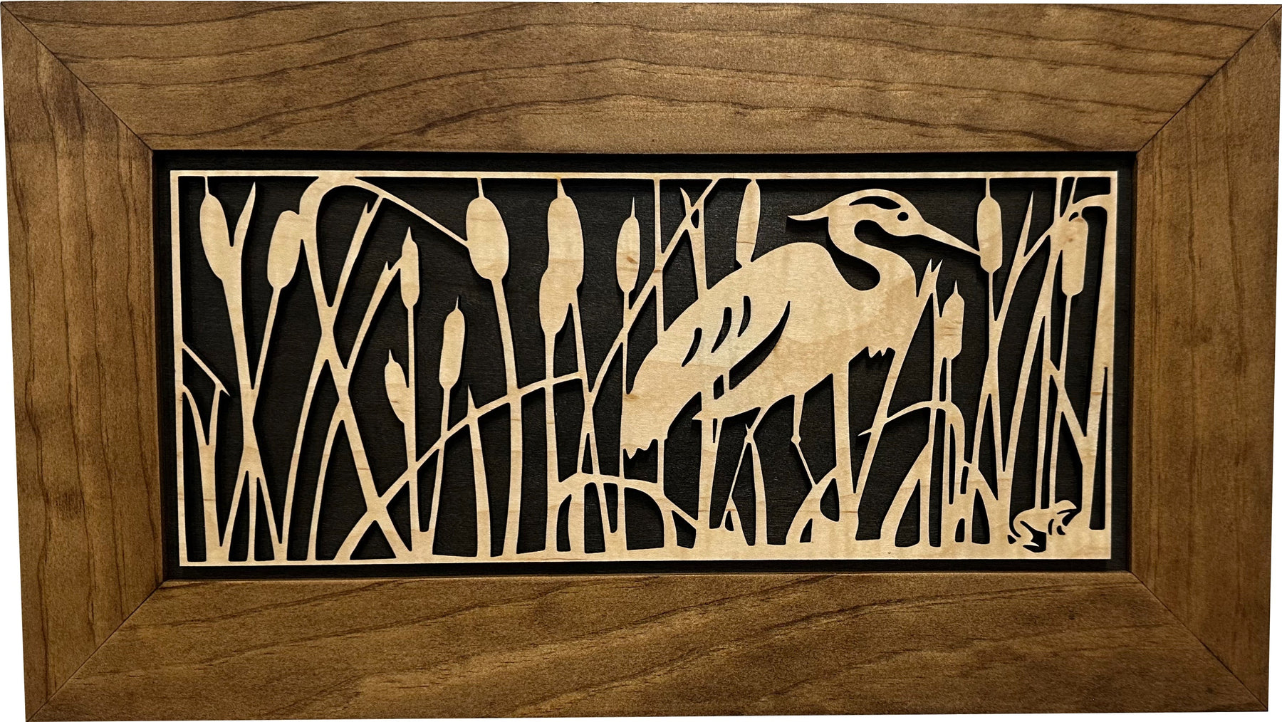 Decorative Gun Safe Heron in Cattails Wall-Mounted Gun Cabinet To Securely Store Your Gun In Plain Sight by Bellewood Designs, Southern home decor detail photo 3