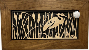 Decorative Gun Safe Heron in Cattails Wall-Mounted Gun Cabinet To Securely Store Your Gun In Plain Sight by Bellewood Designs, Southern home decor detail photo 4