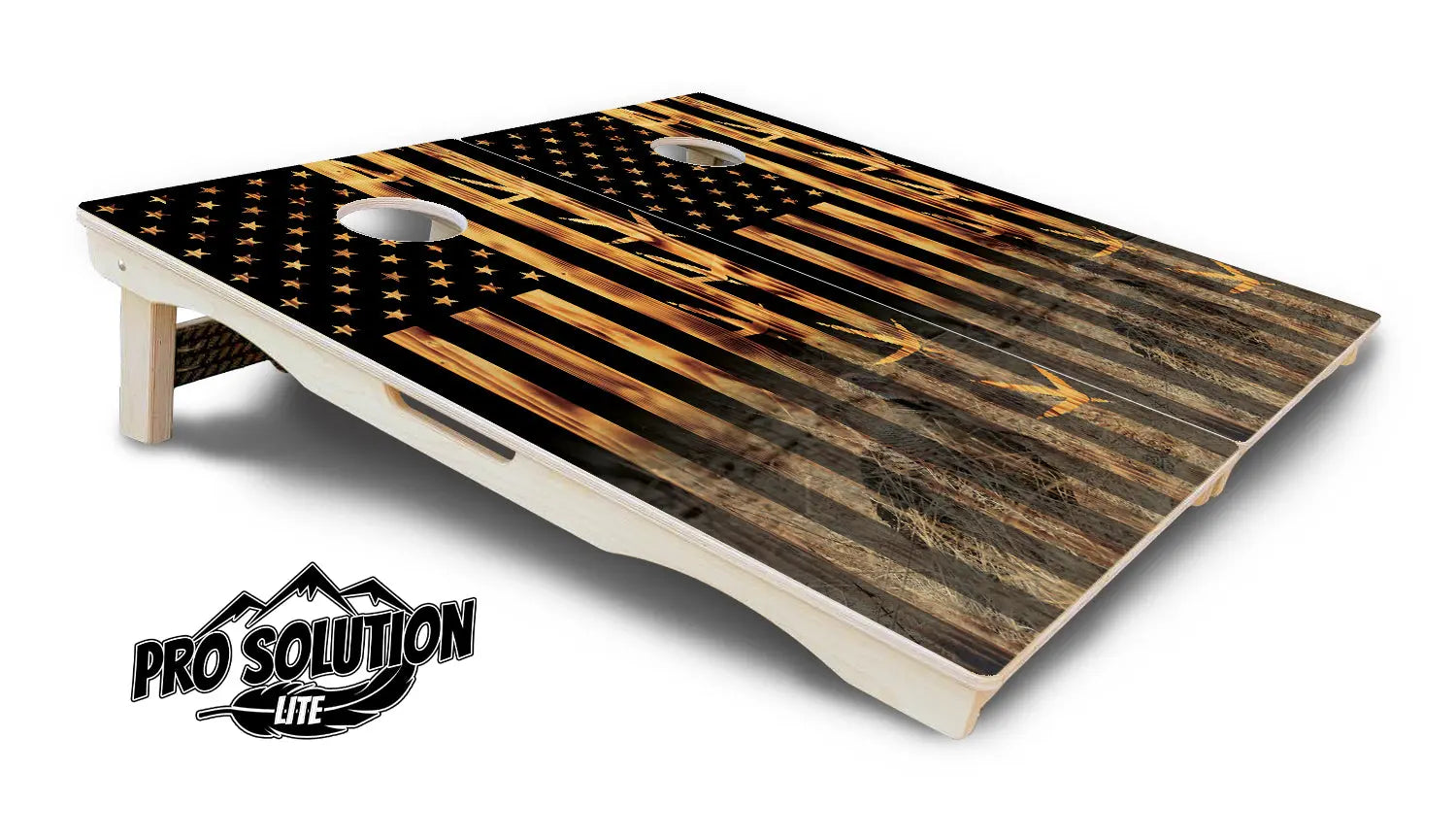 Hidden Turkey Burnt Flag Cornhole Boards - Pro Solution Lite Series by Cornhole Solutions, custom cornhole board detail photo 4