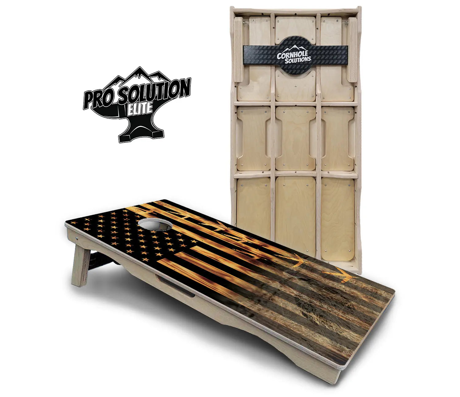 Hidden Turkey Flag Cornhole Boards - Pro Solution Elite Series by Cornhole Solutions, custom cornhole board main product photo