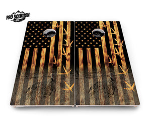 Hidden Turkey Burnt Flag Cornhole Boards - Pro Solution Lite Series