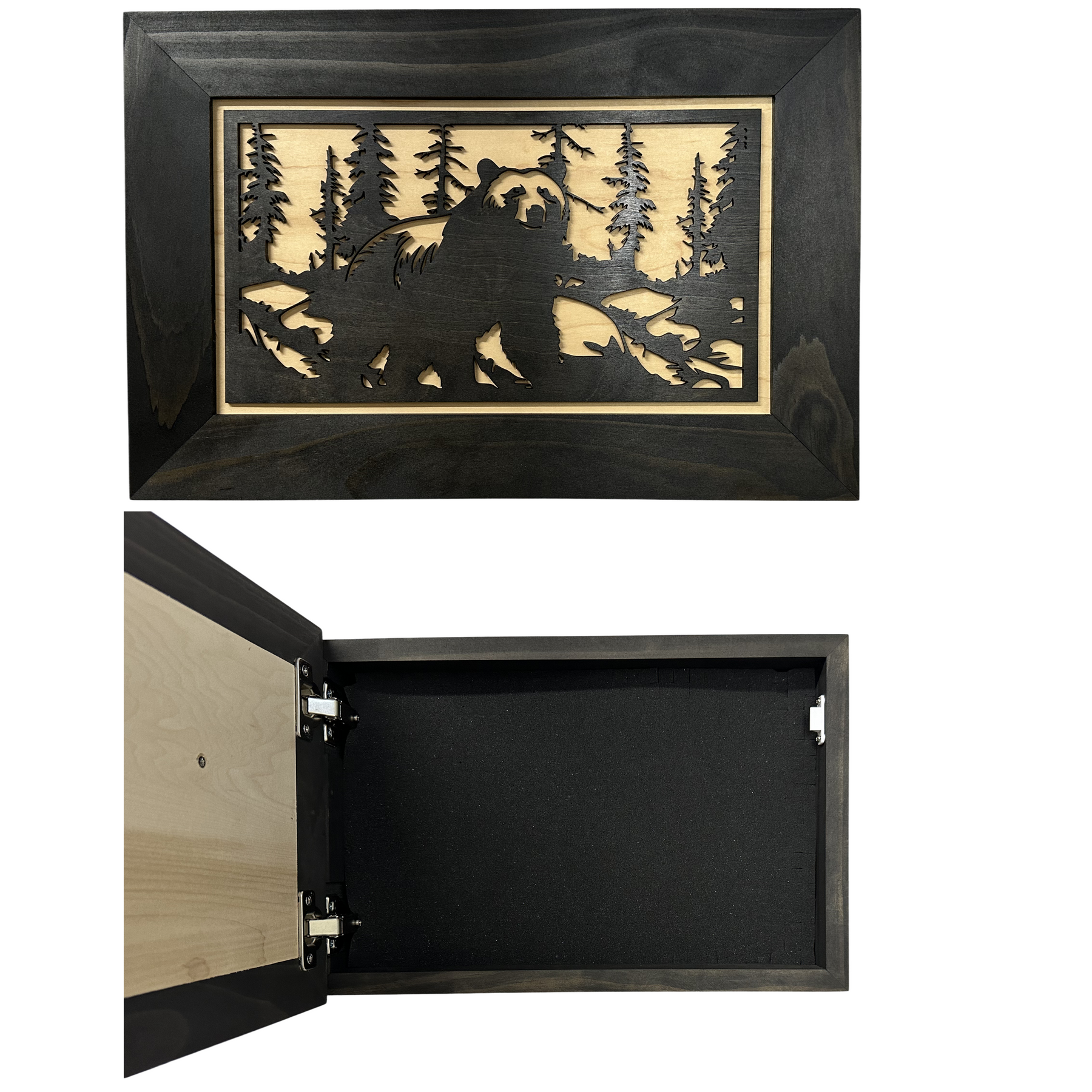Hidden Gun Cabinet Black Bear Wall Decor – Concealed Furniture Secure Gun Cabinet by Bellewood Designs, Southern home decor detail photo 9