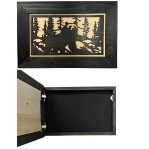 Hidden Gun Cabinet Black Bear Wall Decor – Concealed Furniture Secure Gun Cabinet by Bellewood Designs, Southern home decor detail photo 9