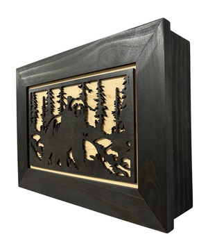 Hidden Gun Cabinet Black Bear Wall Decor – Concealed Furniture Secure Gun Cabinet by Bellewood Designs, Southern home decor detail photo 15