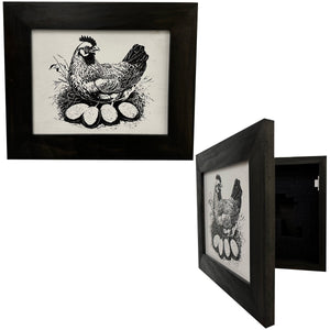 Hidden Gun Safe Recessed In Wall Farmhouse Chicken And Eggs Decoration - Recess In The Wall or Mount On The Wall Gun Safe by Bellewood Designs by Bellewood Designs, Southern home