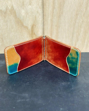 High end leather money clip wallets by Kw Leatherworks, handmade leather goods detail photo 5