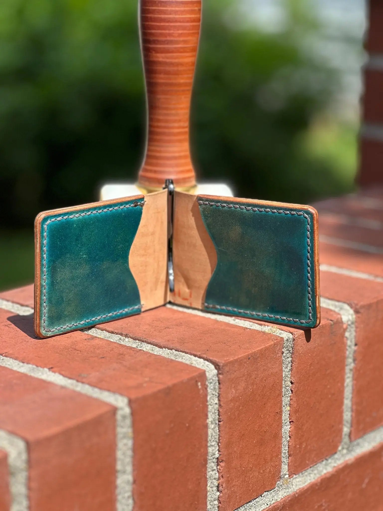 High end leather money clip wallets by Kw Leatherworks, handmade leather goods detail photo 8