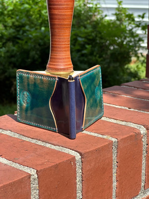 High end leather money clip wallets by Kw Leatherworks, handmade leather goods detail photo 11