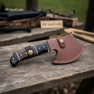 Damascus Bearded Hatchet with Contoured Full Tang Handle by JW SteelCrafts, Southern lifestyle apparel detail photo 3