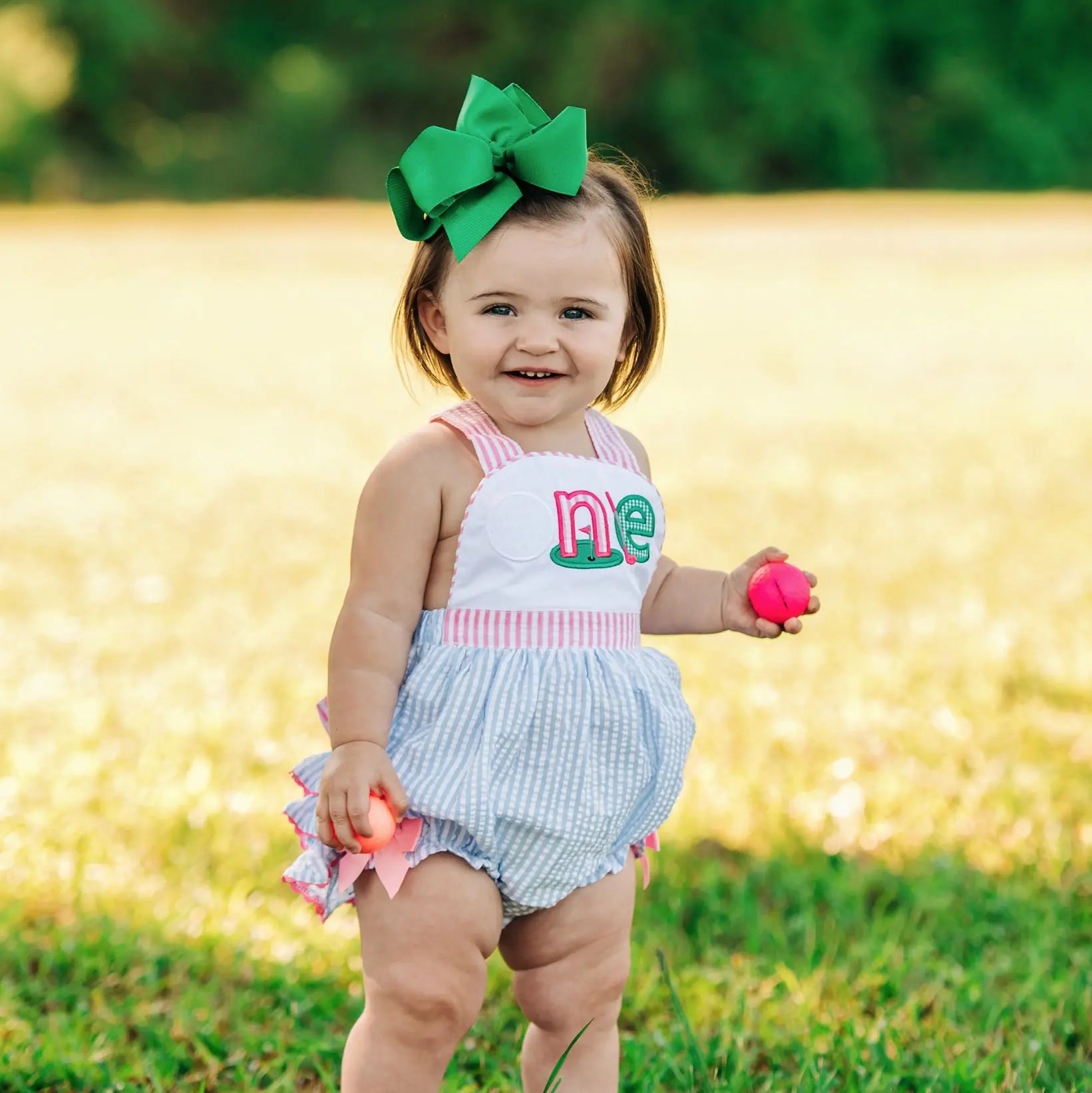 Hole-In-One Blue First Birthday Golf Bubble by Seven Lantern Lane, children's boutique clothing detail photo 3