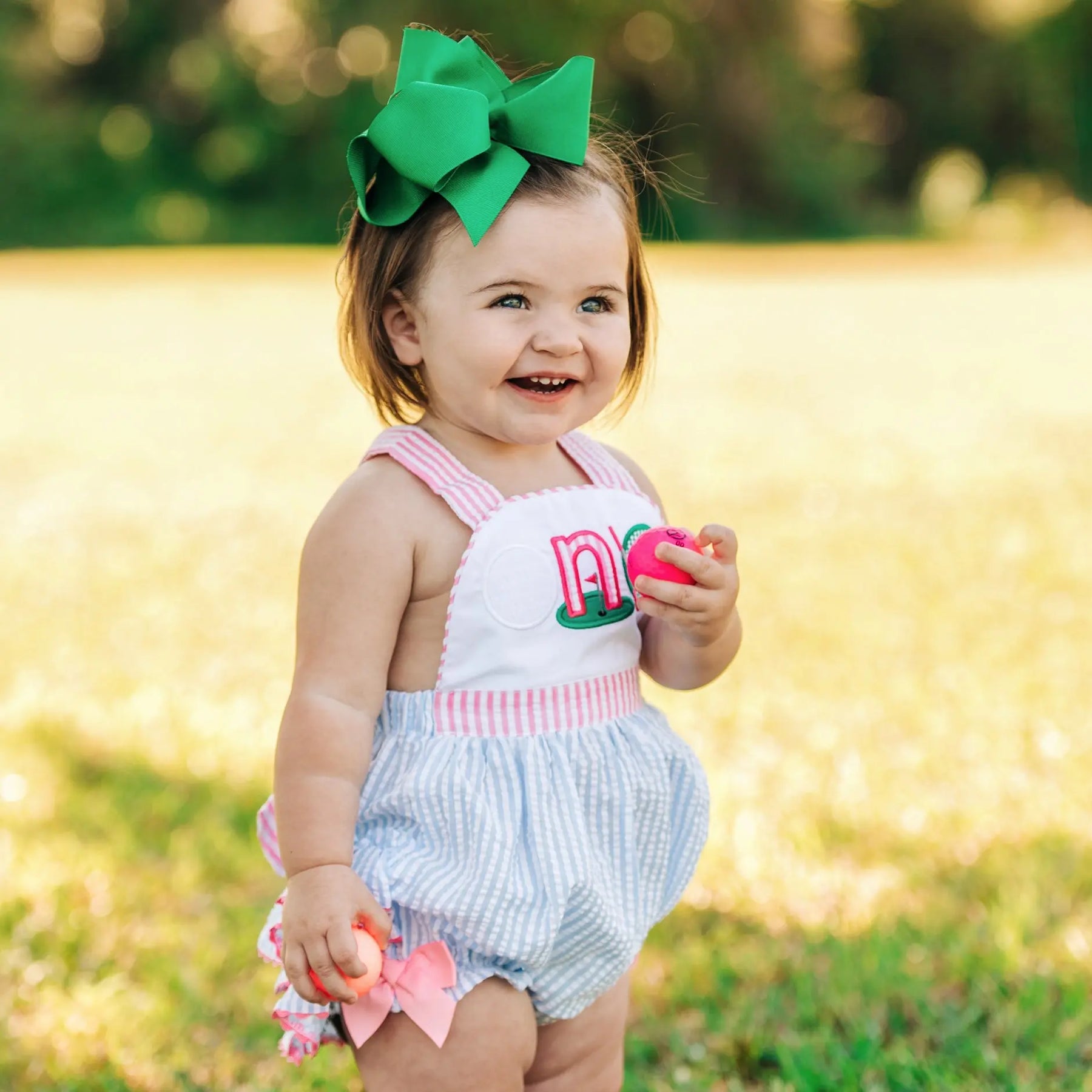 Hole-In-One Blue First Birthday Golf Bubble by Seven Lantern Lane, children's boutique clothing detail photo 4