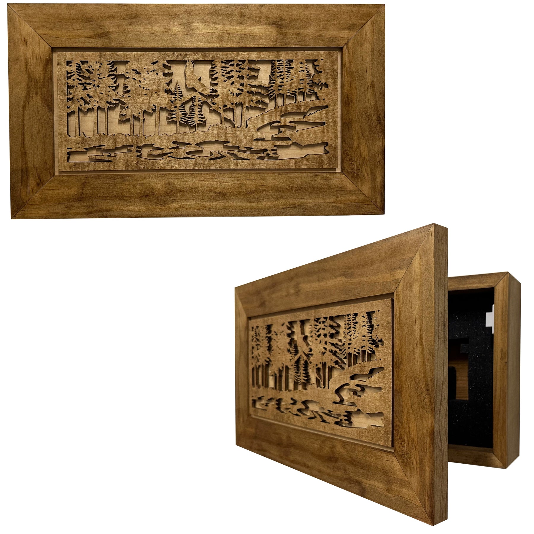 Home Self Defense Secure Storage Cabinet Outdoor Nature Scene with Stream and Eagle by Bellewood Designs, security safes main product photo