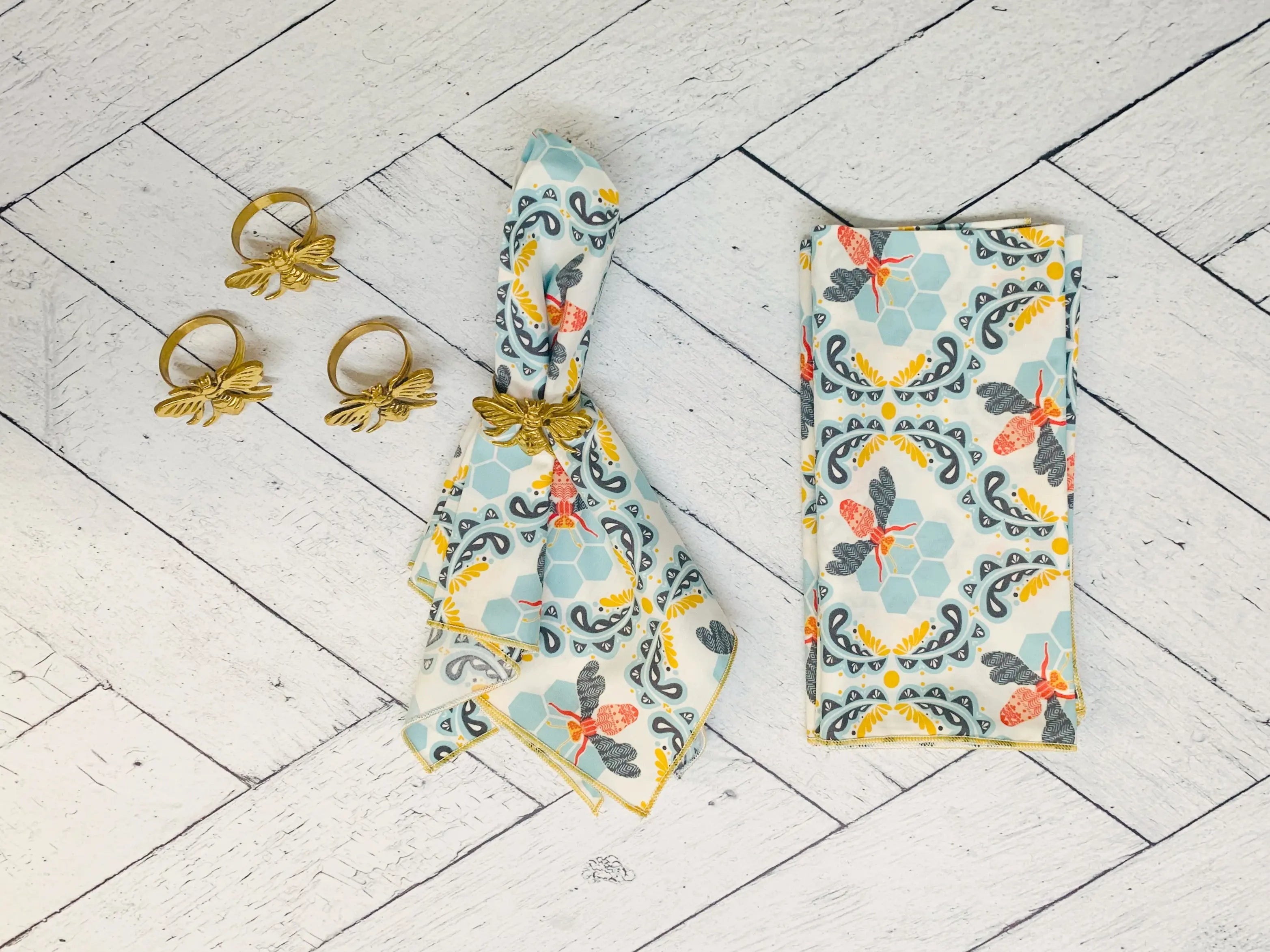 Honey Bee Cloth Napkins, set of four by Dot and Army, Southern food gift main product photo