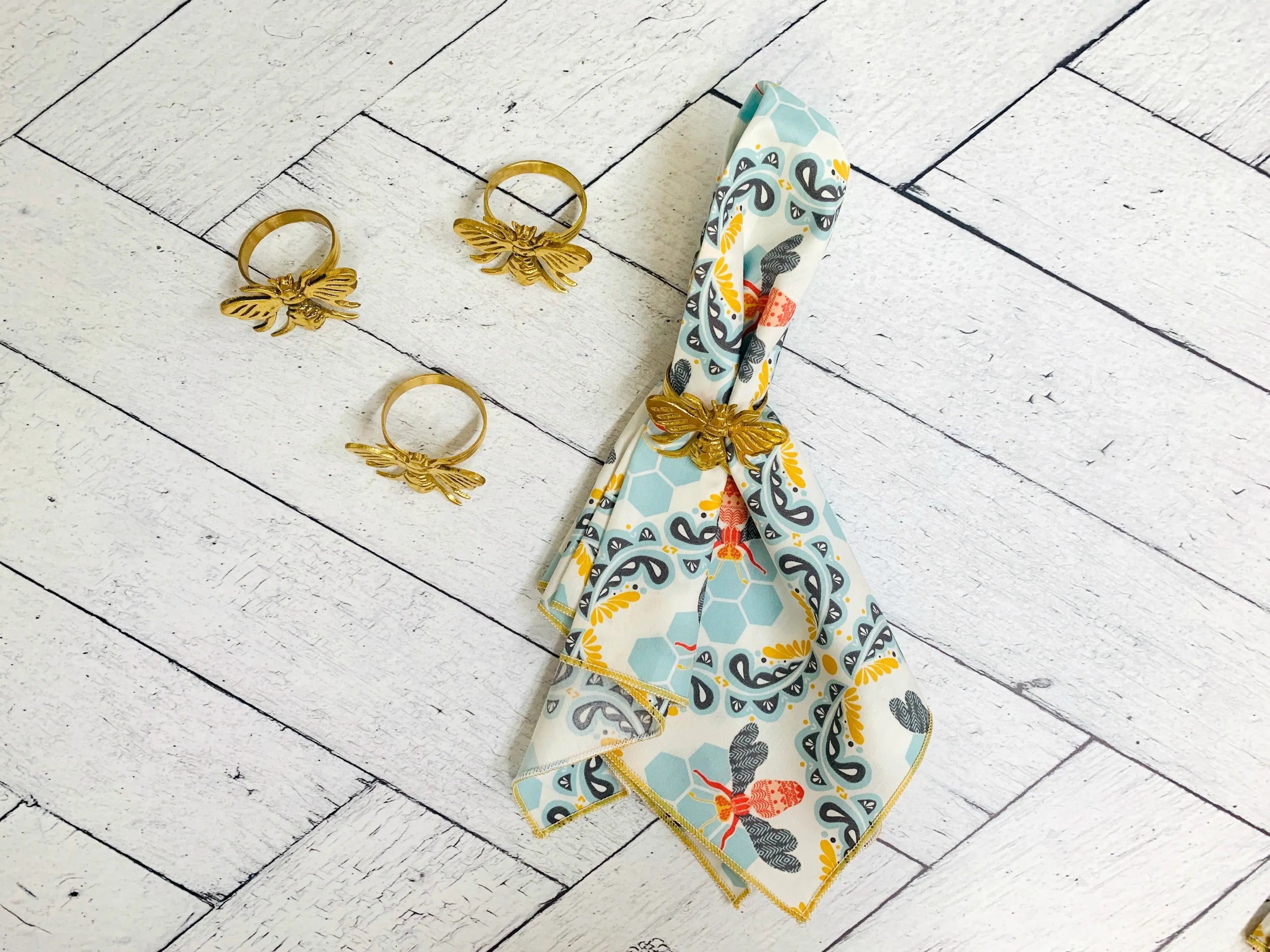Honey Bee Cloth Napkins, set of four by Dot and Army, Southern food gift detail photo 2