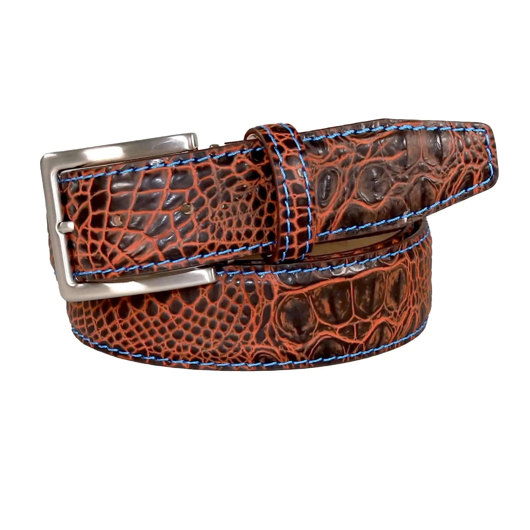 Honey Oak Mock Croc Leather Belt by Roger Ximenez: Bespoke Belts and Leather Accessories, Southern food gift detail photo 2