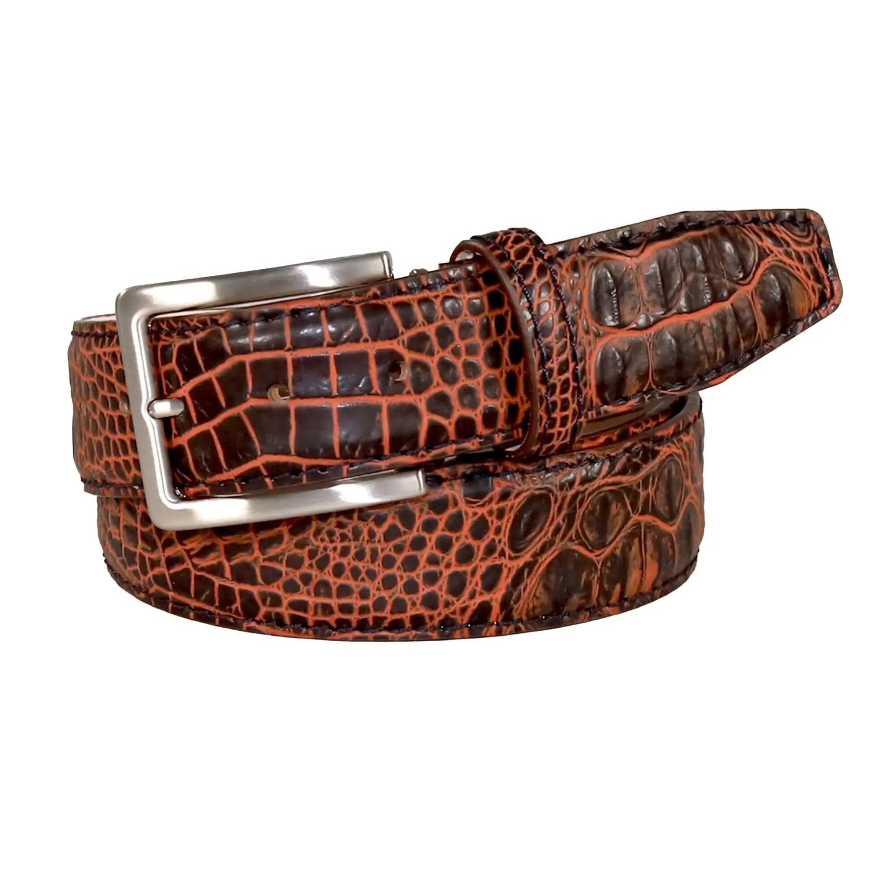 Honey Oak Mock Croc Leather Belt by Roger Ximenez: Bespoke Belts and Leather Accessories, Southern food gift detail photo 3
