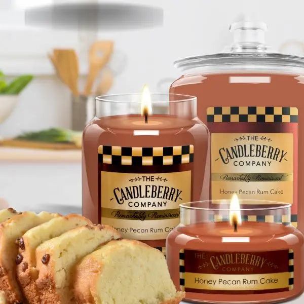 Honey Pecan Rum Cake™, Small Jar Candle (Collective) by The Candleberry® Candle Company, Southern food gift detail photo 2