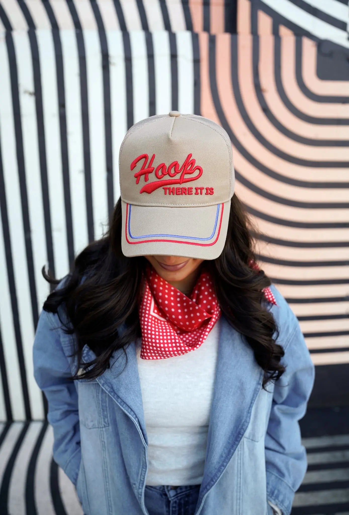 Hoop there it is - Tan Vintage Trucker Hat by KenzKustomz, Southern lifestyle apparel detail photo 3
