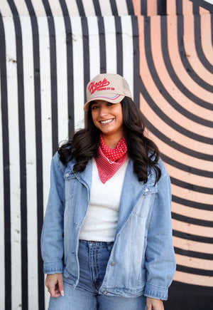 Hoop there it is - Tan Vintage Trucker Hat by KenzKustomz, Southern lifestyle apparel detail photo 5