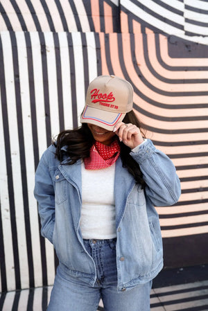 Hoop there it is - Tan Vintage Trucker Hat by KenzKustomz, Southern lifestyle apparel detail photo 7