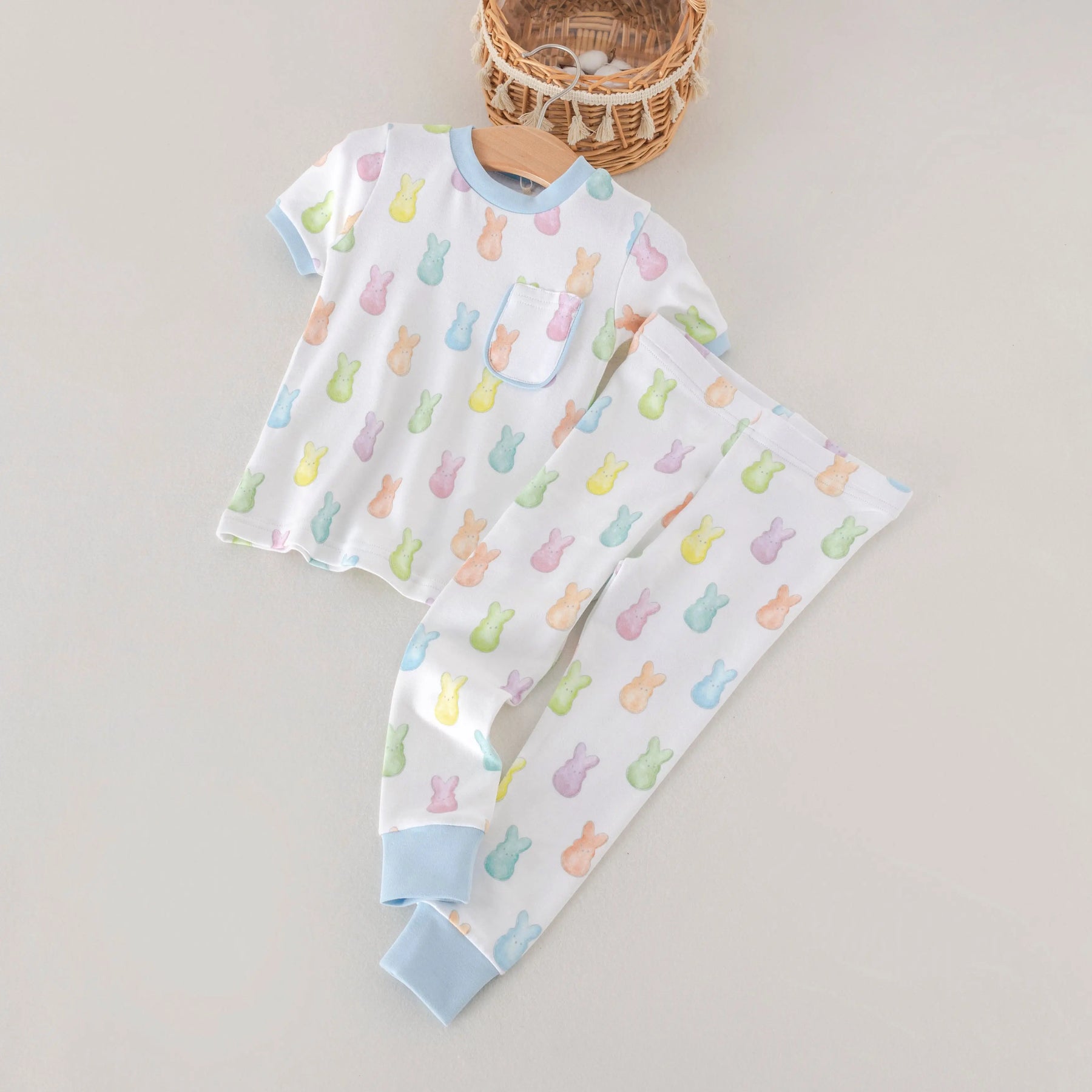 Hoppy Easter Organic Cotton Kids Pajamas by Nola Tawk, Southern food gift detail photo 6