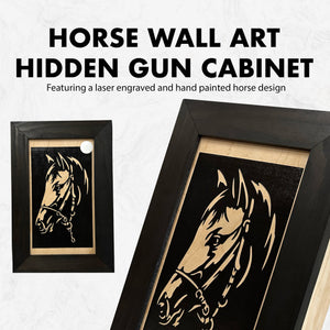 Horse Wall Art Gun Concealment Furniture - Handcrafted Hidden Gun Storage Wall Decor - Hidden Gun Shelf with Magnetic Lock for Quick Access by Bellewood Designs, Southern home