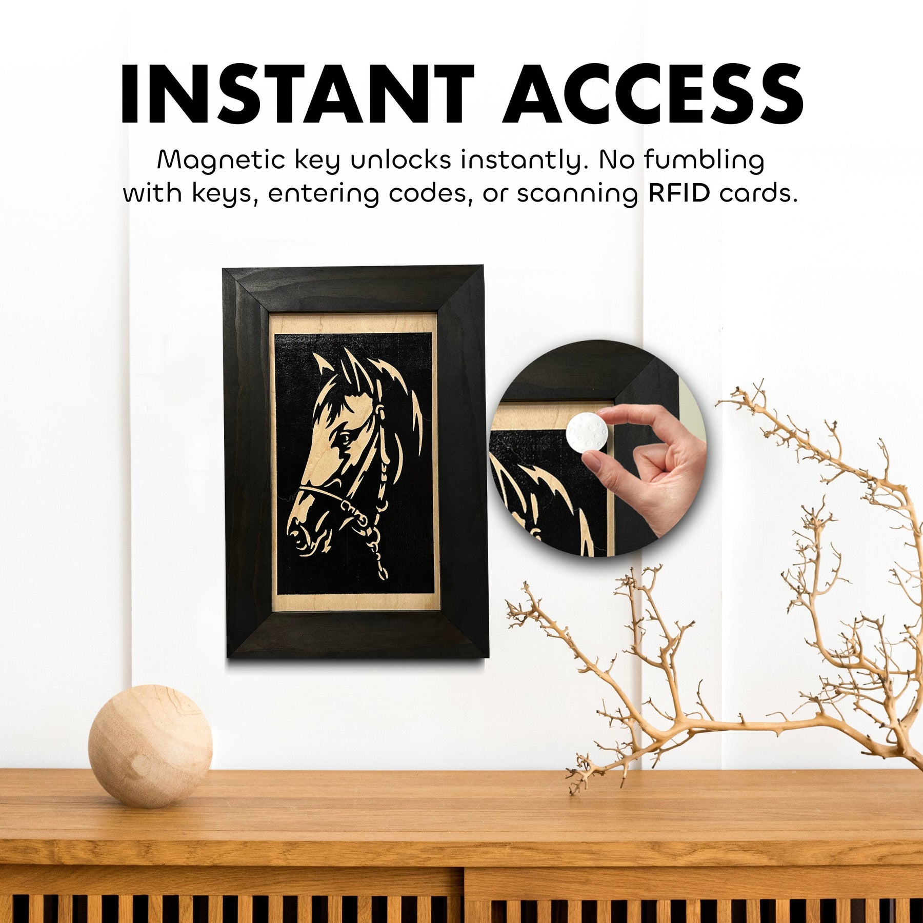 Horse Wall Art Gun Concealment Furniture - Handcrafted Hidden Gun Storage Wall Decor - Hidden Gun Shelf with Magnetic Lock for Quick Access by Bellewood Designs, Southern home