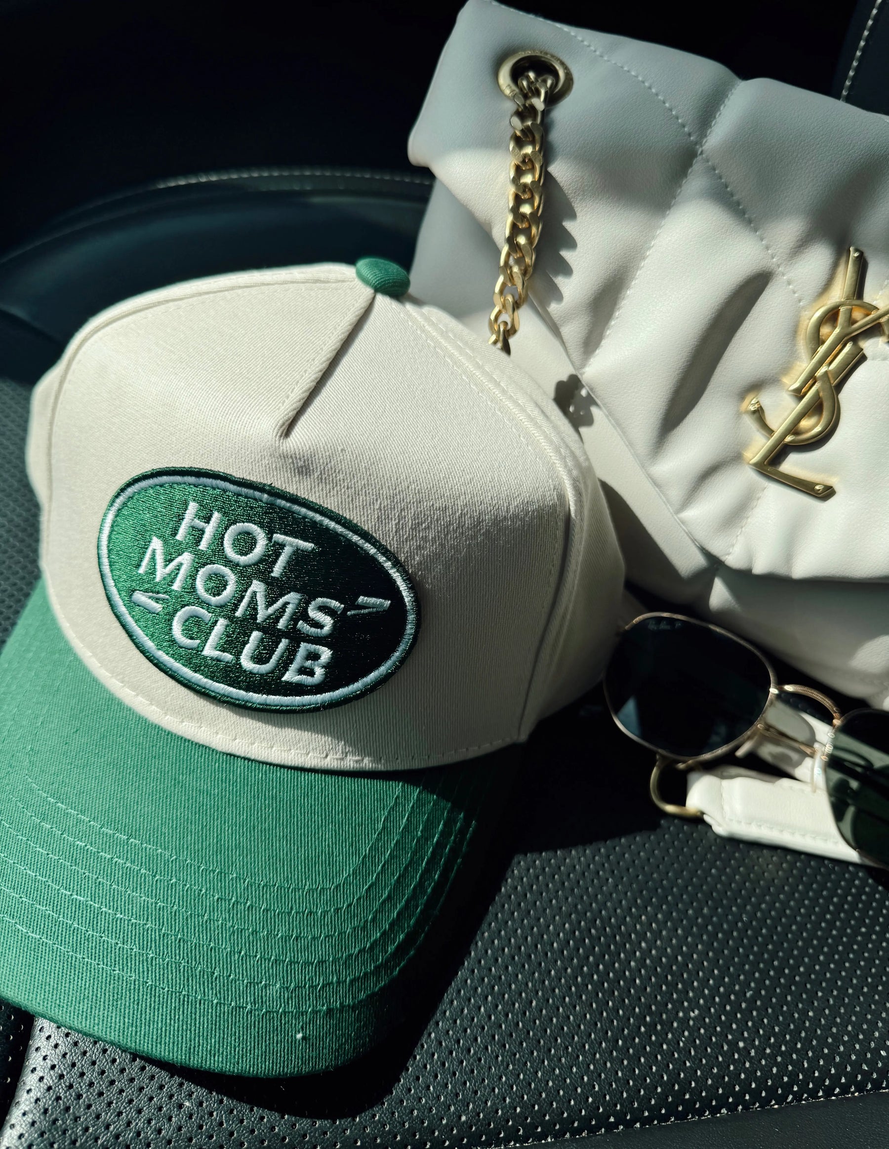 Hot Moms Club - Green Vintage Trucker Hat by KenzKustomz, Southern lifestyle apparel detail photo 3