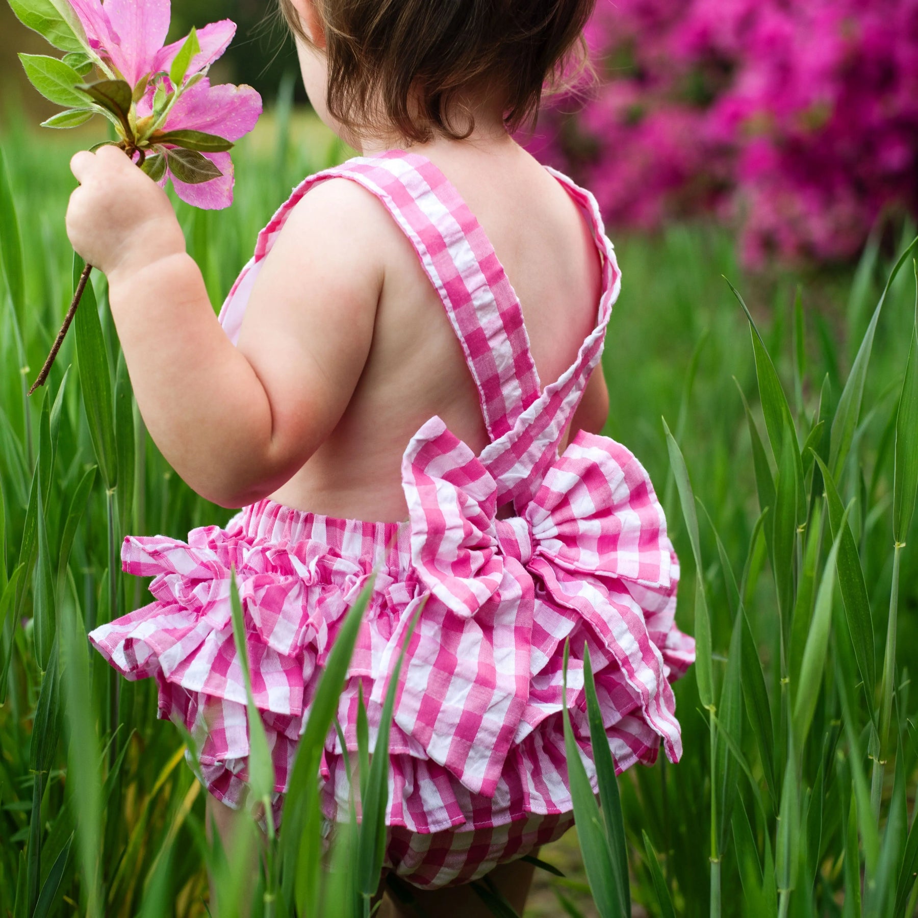 Hot Pink First Birthday Bubble by Seven Lantern Lane, children's boutique clothing detail photo 5
