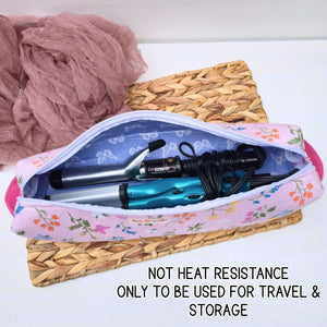 Hot Tool Storage Bag, Floral Boxy Zipper Pouch, Hair Tool Travel Case, Curling Iron Storage, Blow Dryer Organizer by Maypop House Designs, natural skincare detail photo 3